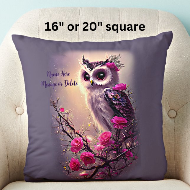 Purple Owl & Pink Flowers Cushion (Creator Uploaded)