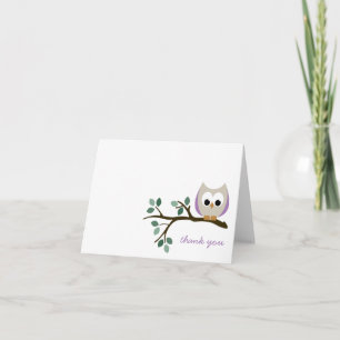 Purple Owl Thank You Card