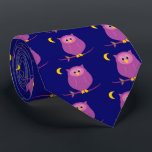 Purple Owl Tie<br><div class="desc">This cute purple owl illustration features an adorable and stylish purple and pink owl with big eyes on a pretty branch! This sweet retro kawaii owl design was inspired by vintage owl artwork and is the perfect gift to buy for owl lovers and anyone who loves fun and original cartoon...</div>
