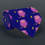 Purple Owl Tie<br><div class="desc">This cute purple owl illustration features an adorable and stylish purple and pink owl with big eyes on a pretty branch! This sweet retro kawaii owl design was inspired by vintage owl artwork and is the perfect gift to buy for owl lovers and anyone who loves fun and original cartoon...</div>
