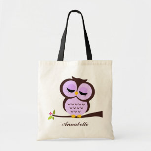 Purple Owl Tote Bag