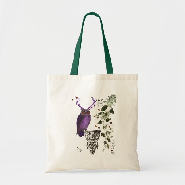 Purple Owl With Antlers 2 Tote Bag (Front)