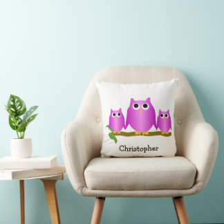 Purple Owls Design Personalised Cushion