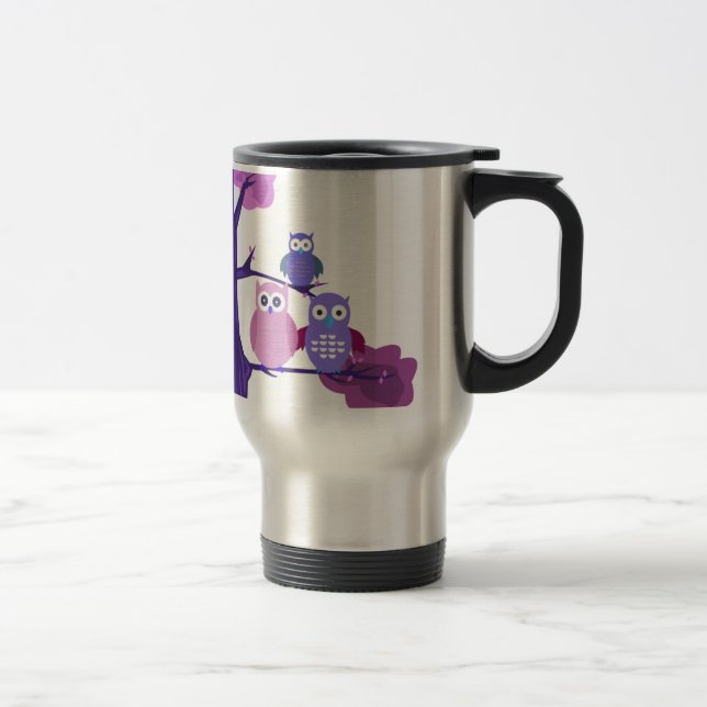 Purple Owls Travel Mug (Right)