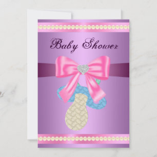 Purple Pacifier Baby Shower Invitation