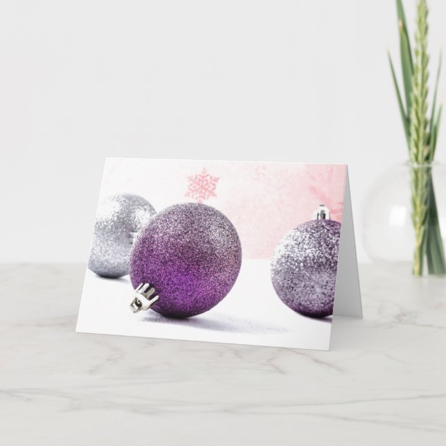 Purple Pain Awareness Ornaments Holiday Card (Front)