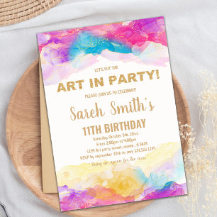 Purple Paint Birthday Invitations
