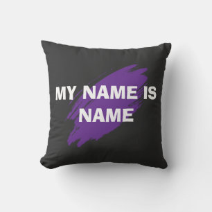 Purple paint custom text cushion