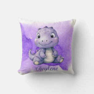 Purple Paint Cute Dinosaur Girl Baby Shower Gift Cushion