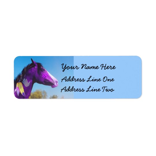Purple Paint horse War pony Return Address Labels