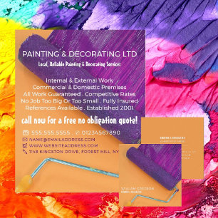 Purple Paint Roller, Painter & Decorator Flyer