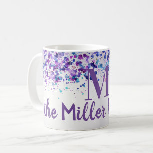 Purple Paint Splatte Personalised Name Coffee Mug