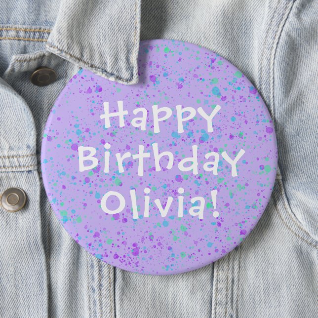 Purple Paint Splatter Birthday 6 Cm Round Badge (In Situ)