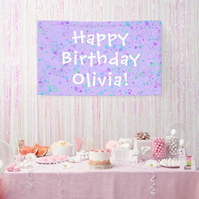 Purple Paint Splatter Birthday Banner (Party)
