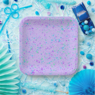 Purple Paint Splatter Birthday Paper Plate