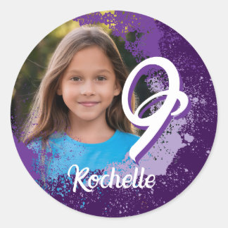 Purple Paint Splatter Photo Sticker - Age 9