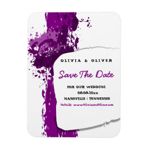 Purple Paint Splatter - Save the Date - Magnet