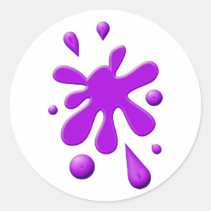 Purple Paint Splodge Classic Round Sticker