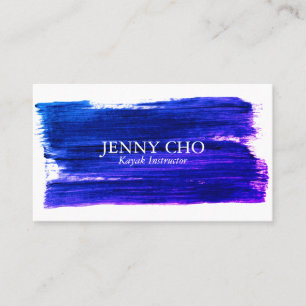 Purple paint stripe hand painted business card