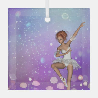 Purple Painted Bokeh Bubbles Ballerina Glass Tree Decoration