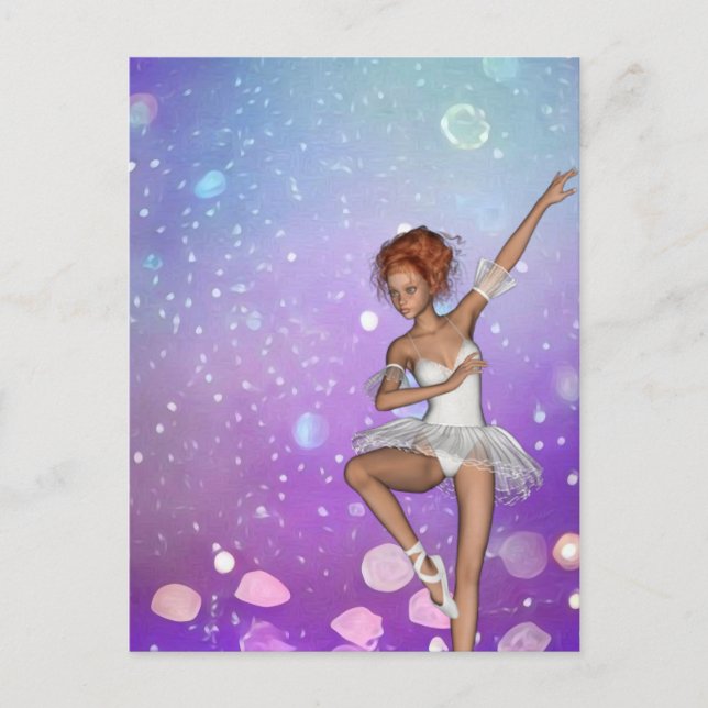 Purple Painted Bokeh Bubbles Ballerina Postcard (Front)