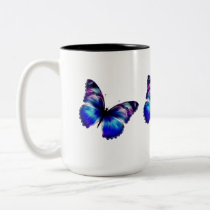 Purple Painted Butterfly Two-Tone Coffee Mug