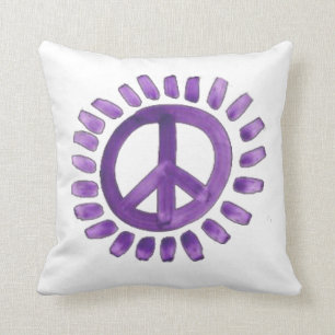 purple painted peace sign  Pillows