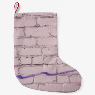 PURPLE PAINTING ON WHITE BRICK SMALL CHRISTMAS STOCKING