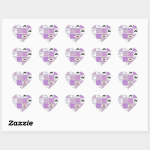 Purple Paisley Birds and Animals...  Square Sticke Heart Sticker