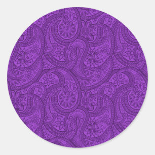 Purple Paisley Classic Round Sticker
