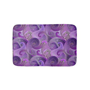 Purple Paisley Exotic Damask Pattern Bath Mat