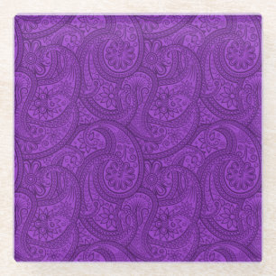Purple Paisley Glass Coaster