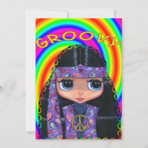 Purple Paisley Hippie Girl Invitation