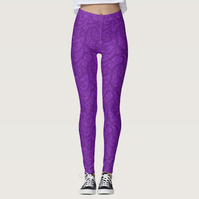 Purple Paisley Leggings (Front)