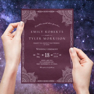 Purple Paisley Mandala Indian Wedding Invites