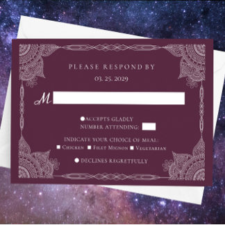 Purple Paisley Mandala Indian Wedding RSVP Card