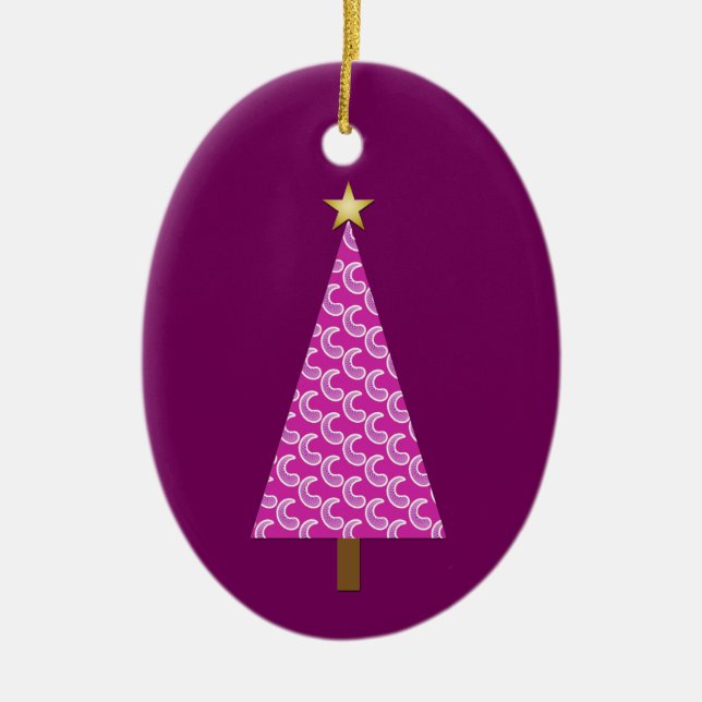 Purple paisley modern Christmas tree Ceramic Tree Decoration (Front)