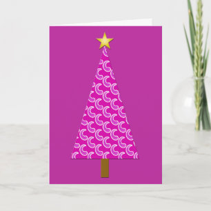 Purple paisley modern Christmas tree Holiday Card