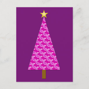 Purple paisley modern Christmas tree Holiday Postcard