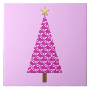 Purple paisley modern Christmas tree Tile