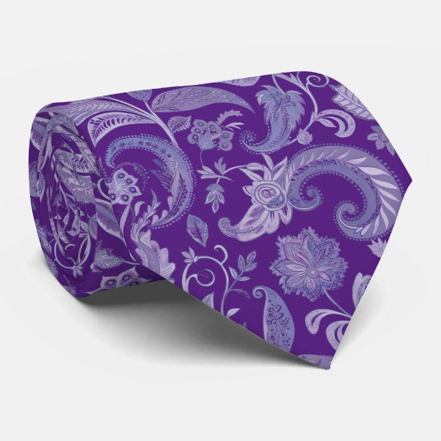 Purple Paisley Neck Tie (Rolled)