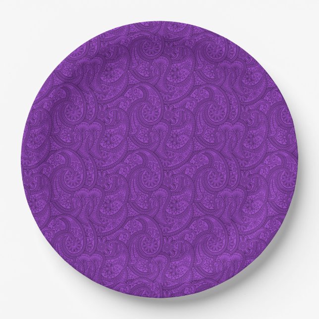 Purple Paisley Paper Plate (Front)