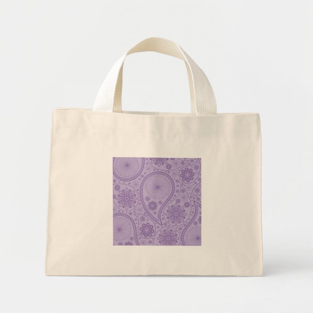 Purple paisley pattern mini tote bag (Front)