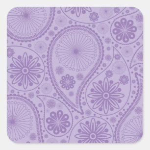 Purple paisley pattern square sticker