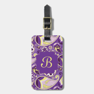 Purple Paisley Smooth Gradient Background Luggage Tag