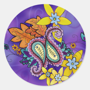 Purple Paisley Stickers