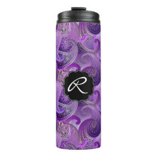 Purple Paisley with Custom Monogram Thermal Tumbler