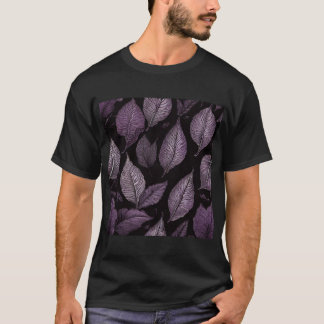 "Purple Palm Leaf Black Tee - Coastal Elegance Shi