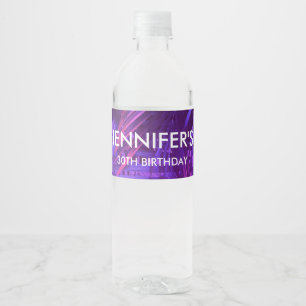 Purple Palm Leaf Water Bottle Label
