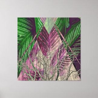 Purple Palm Leaves Abstract Canvas Art